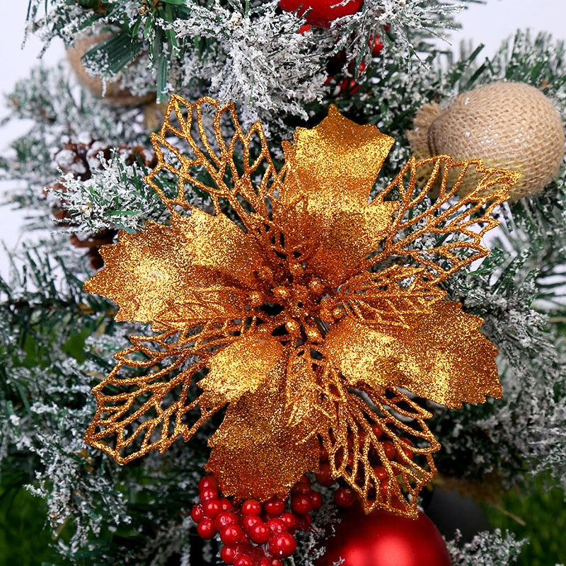 5Pcs Glitter Artifical Christmas Flower Tree Decorations Home