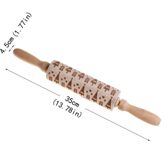 Christmas Wooden Rolling Pin