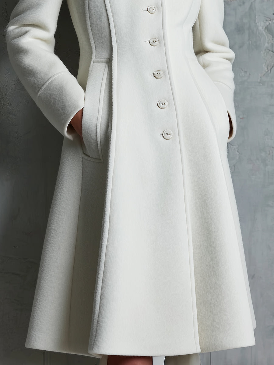 Quiet Luxury Detachable Faux Fur Collar Wool Coat