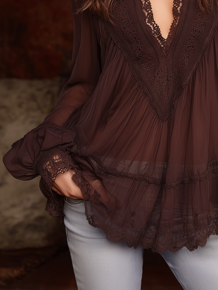 Romance Soft Draped Bohemian Elegance Blouse