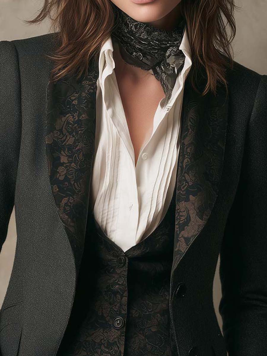 Vintage Tailored Blazer With Printed Lining