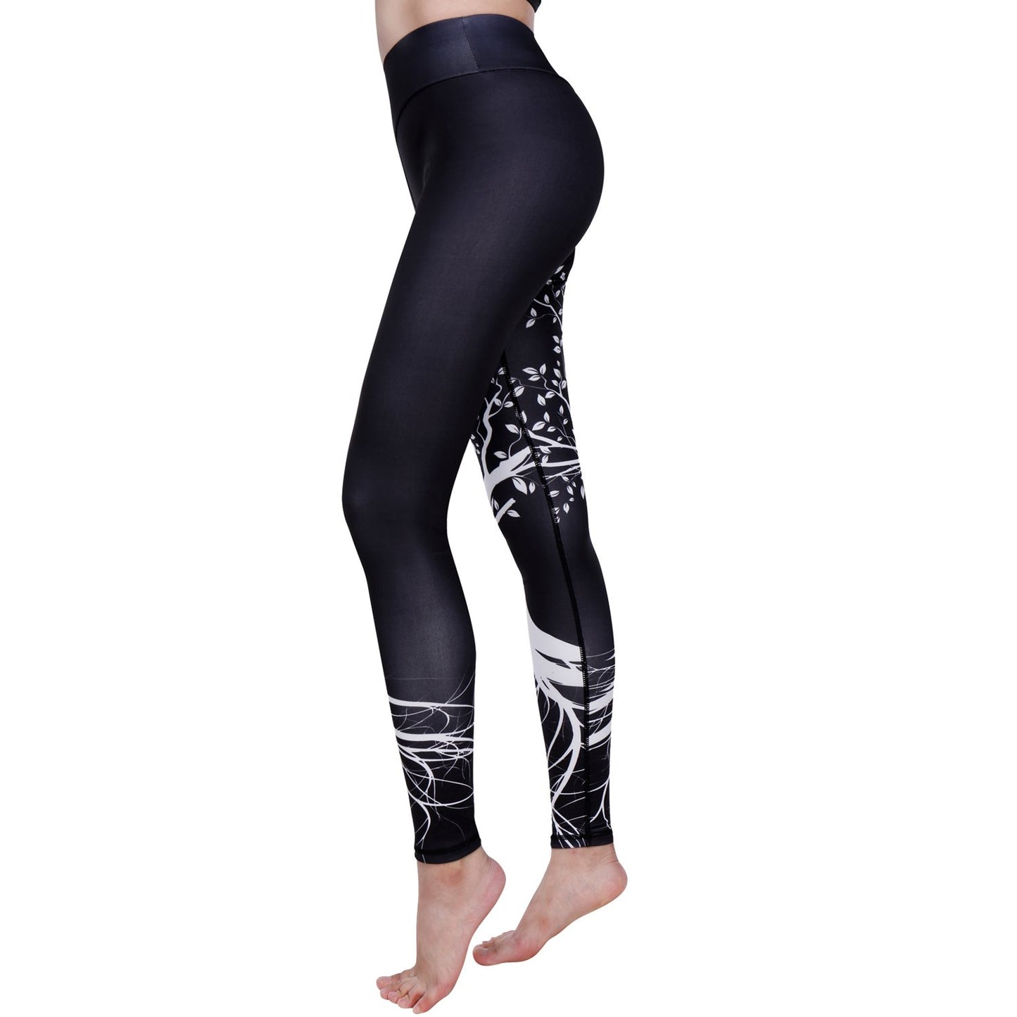 Hight Waisted Printed Leggings - Black Branch & White Branch Style (Buy 3 Free Shipping)