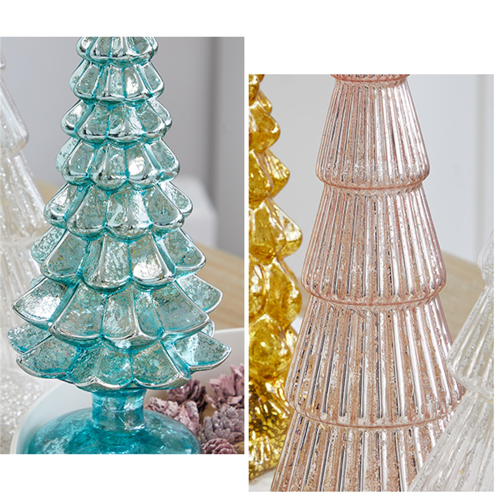 Glowing Glass Christmas Tree Ornaments Home Luminous Desktop Decoration Led Night Light Party Xmas Decorations Festival Kid Gift