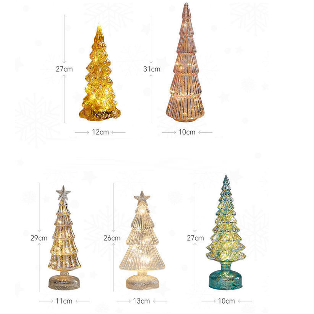 Glowing Glass Christmas Tree Ornaments Home Luminous Desktop Decoration Led Night Light Party Xmas Decorations Festival Kid Gift