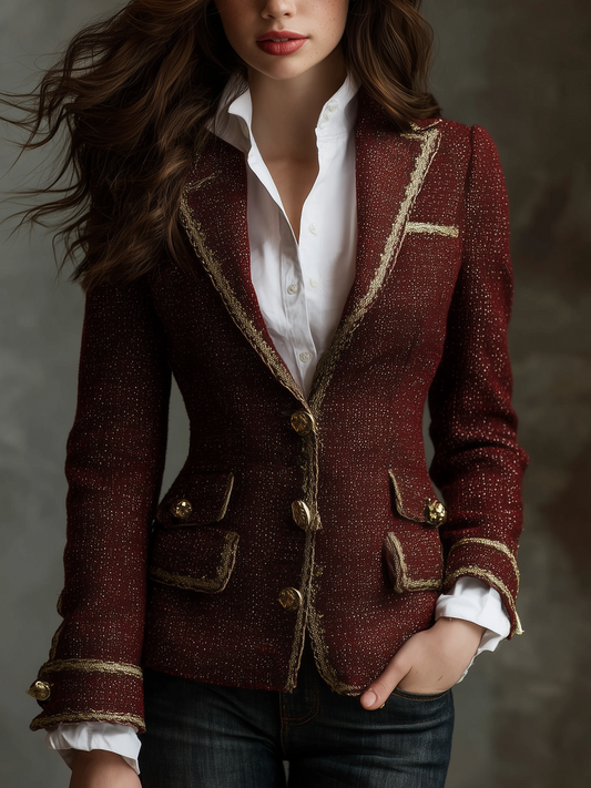 Retro Chanel Style Contrasting Color Blazer