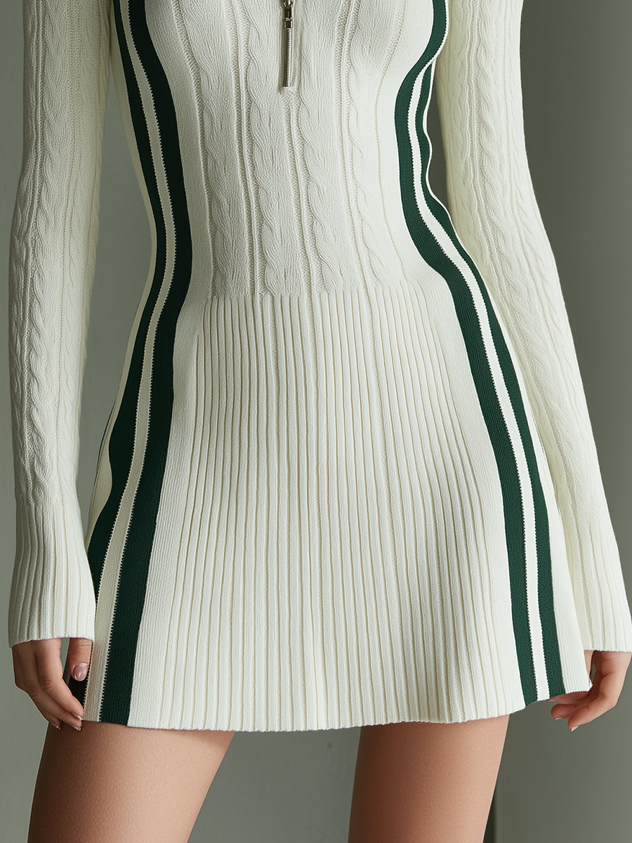 Classic Refinement Ivory Knit Sport-Luxe Knit Mini Dress