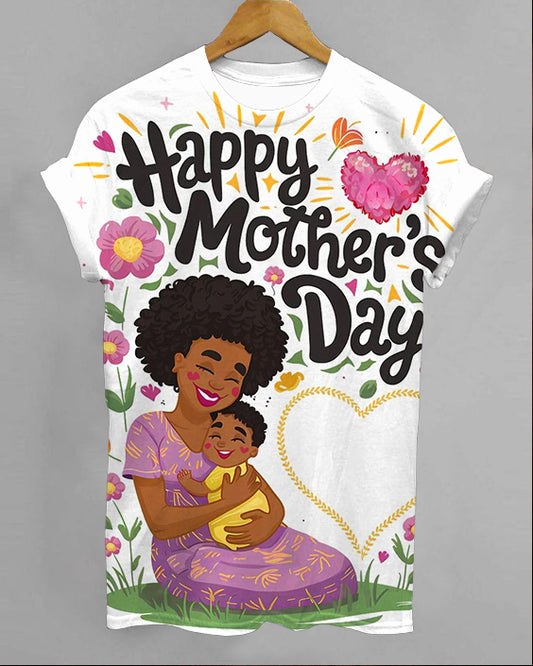 Happy Mother's Day Crew Neck Short Sleeve T-shirt