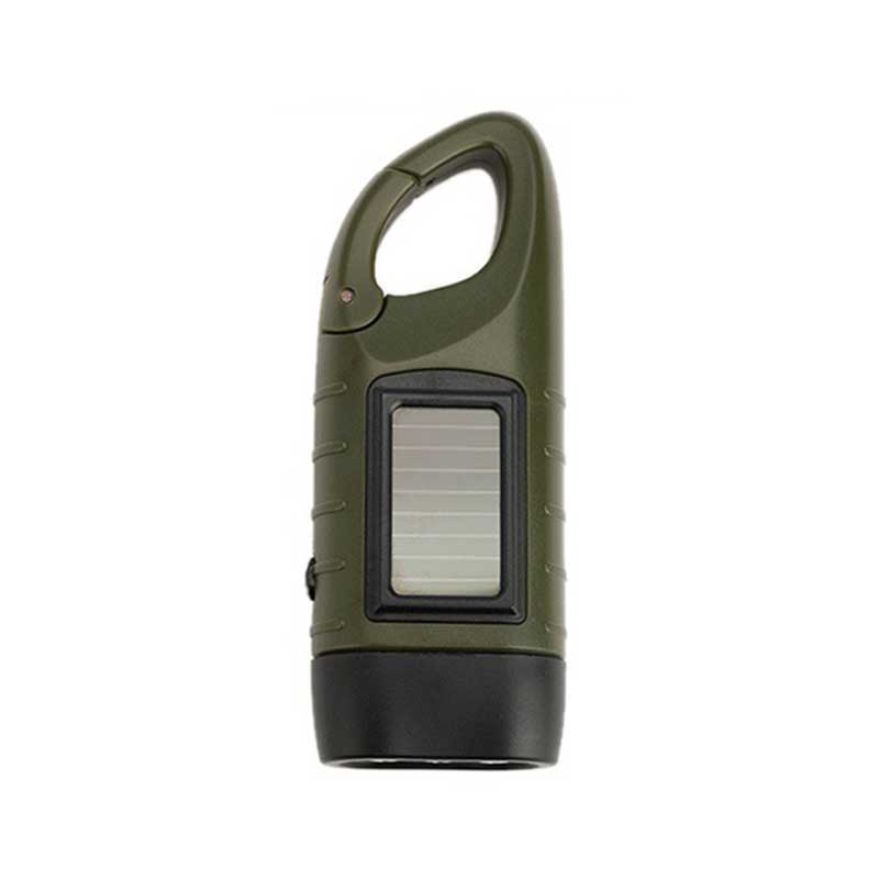 Hand crank solar flashlight