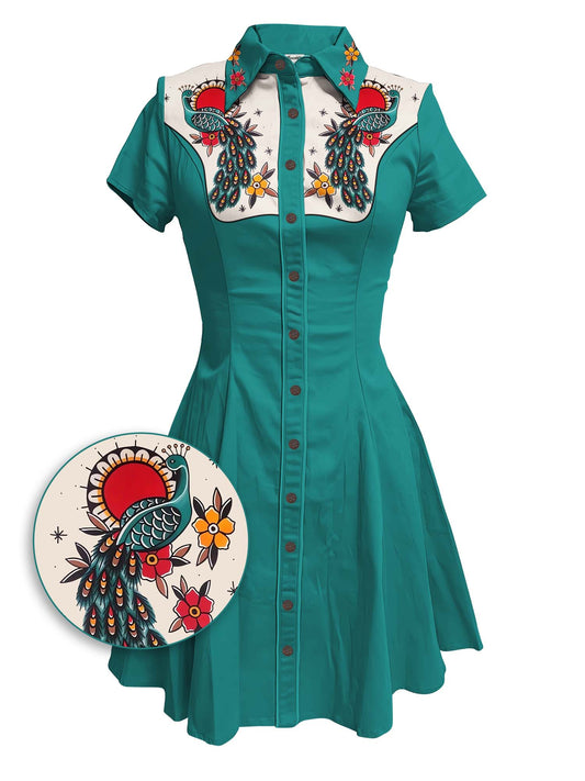 Sun And Peacock - 100% Cotton Dress