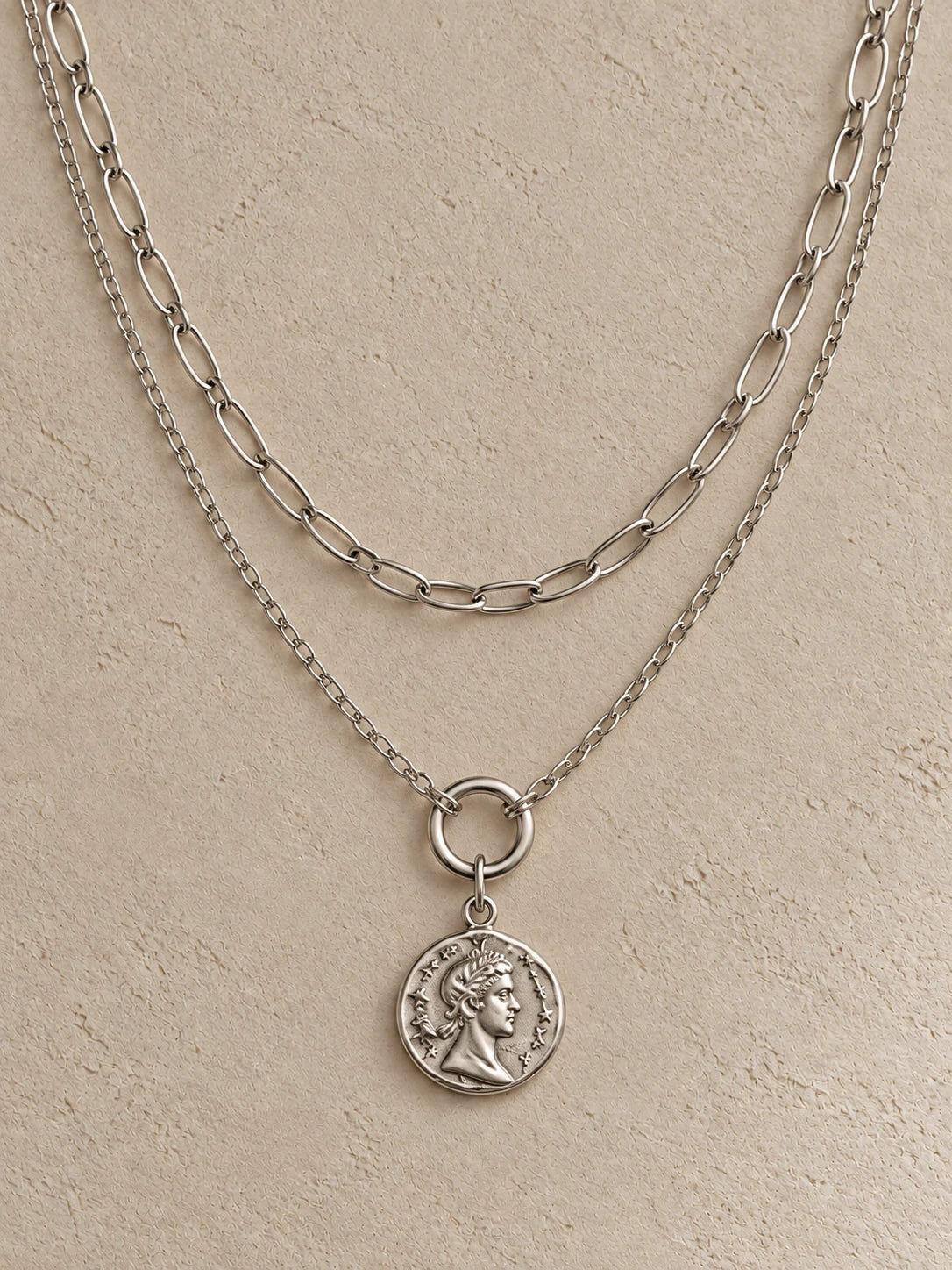 Roman Coin Double-Layer Chain Necklace