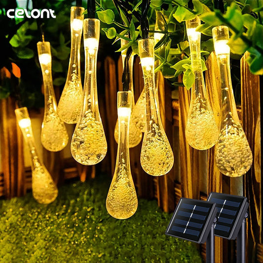 Raindrops 💧💧 Solar LED -Waterproof Decorative String Lights Yard Camping Holiday/Christmas Decoration 💡