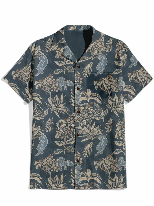 Wildwood Fauna - 100% Cotton Cuban Collar Shirt