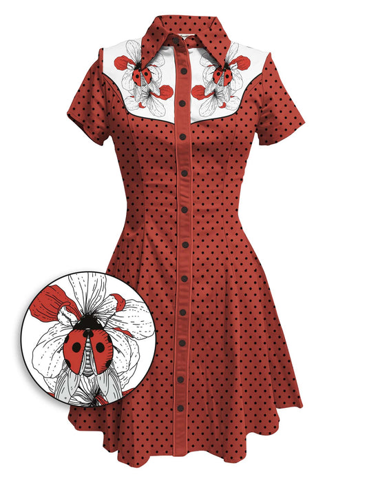Ladybug And Flower - 100% Cotton Dress