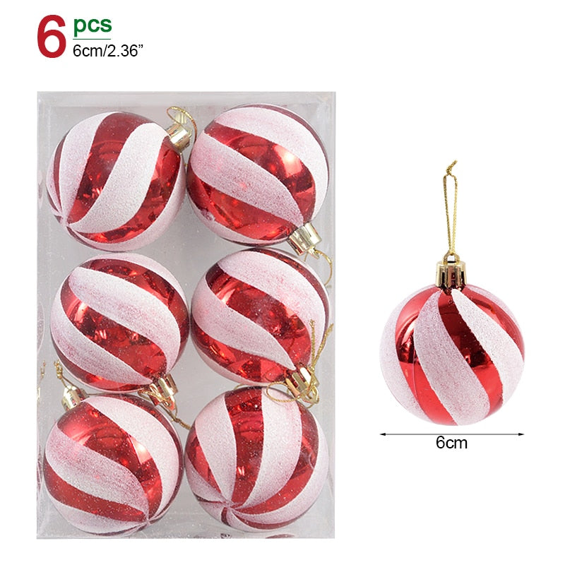 6pcs/6cm Transparent Snow Christmas Balls Pendants for Christmas Tree Decoration