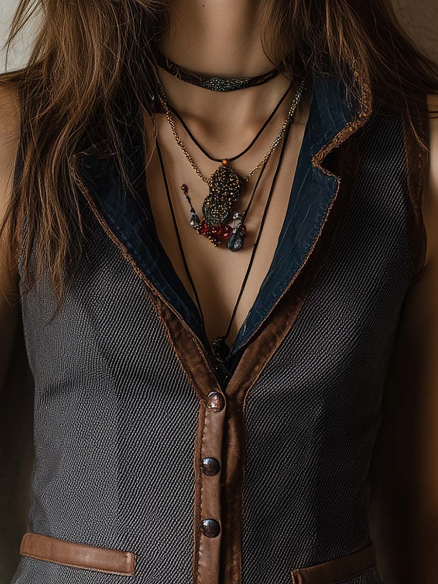 Retro Noise Contrast Slim Vest