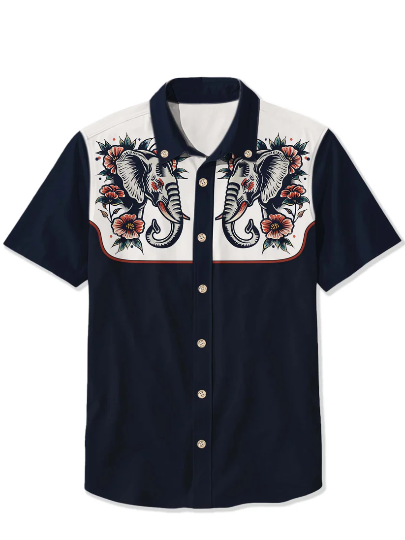 Elephant And Flower - 100% Cotton Shirt
