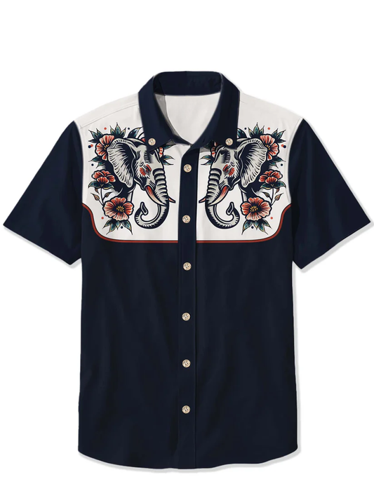 Elephant And Flower - 100% Cotton Shirt