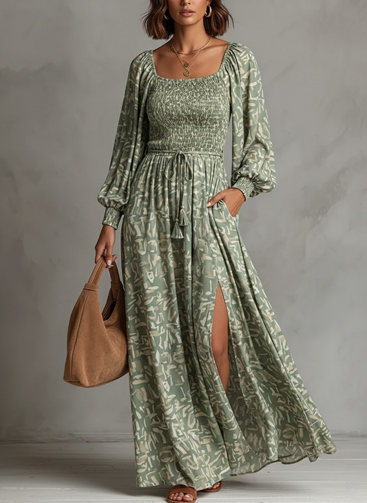 Sage Green Smocked Maxi Dress