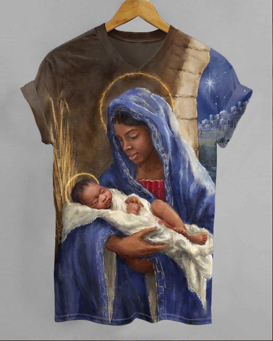 Mother's Love V-neck Short Sleeve Shirt