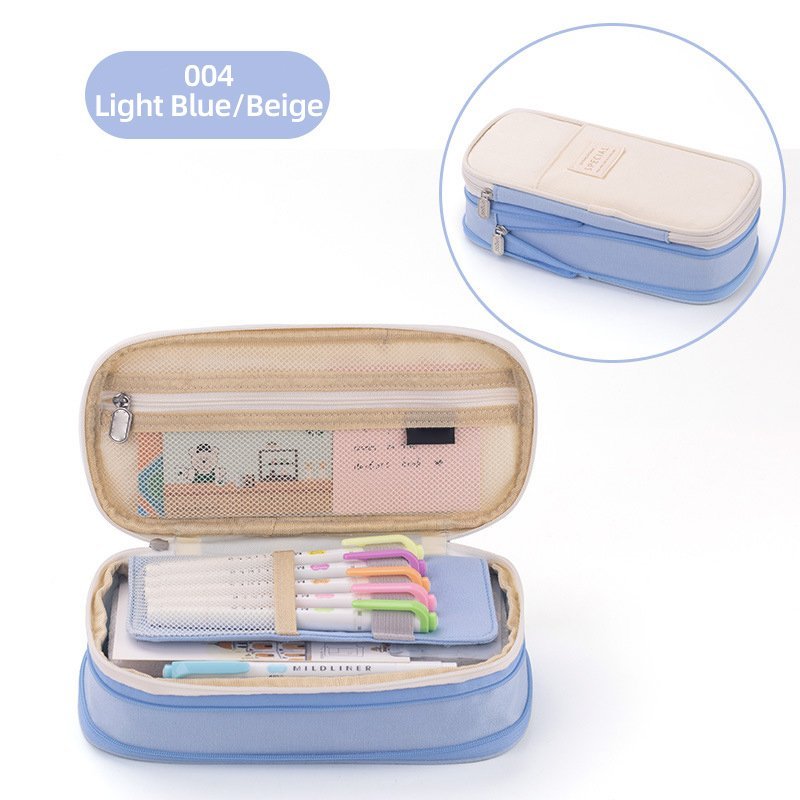 Classic Pocket Pen Pencil Case Fold Canvas Stationery Storage Bag