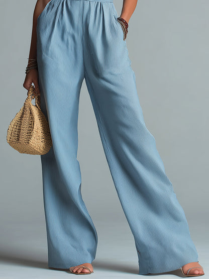 Retro Striped Wide-Leg Jumpsuit With Keyhole Neckline