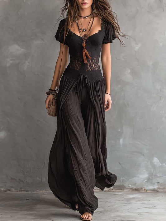 Retro Lace Bodice Jumpsuit