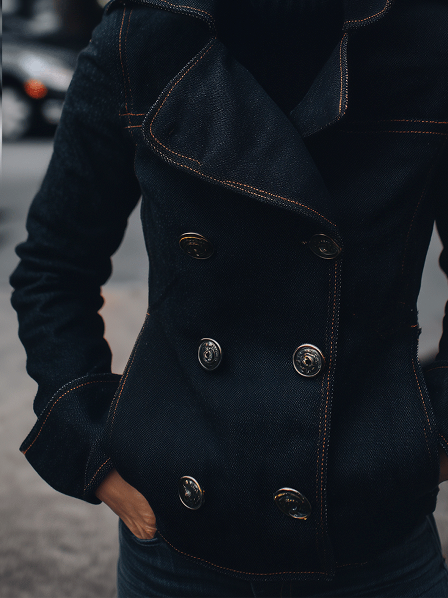 Chic Structured Oversized Collar Peacoat