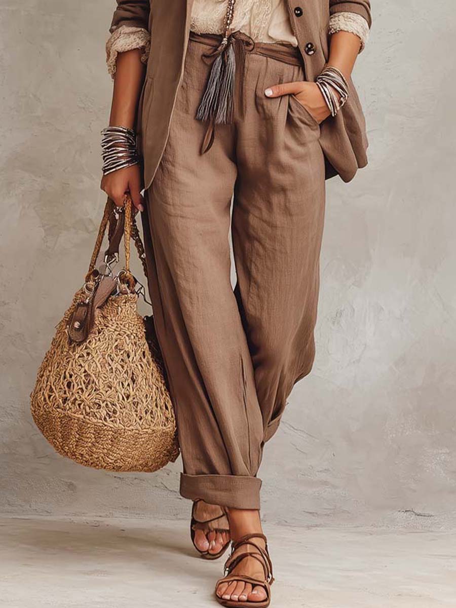 Vintage-style Cotton-linen Matching Set