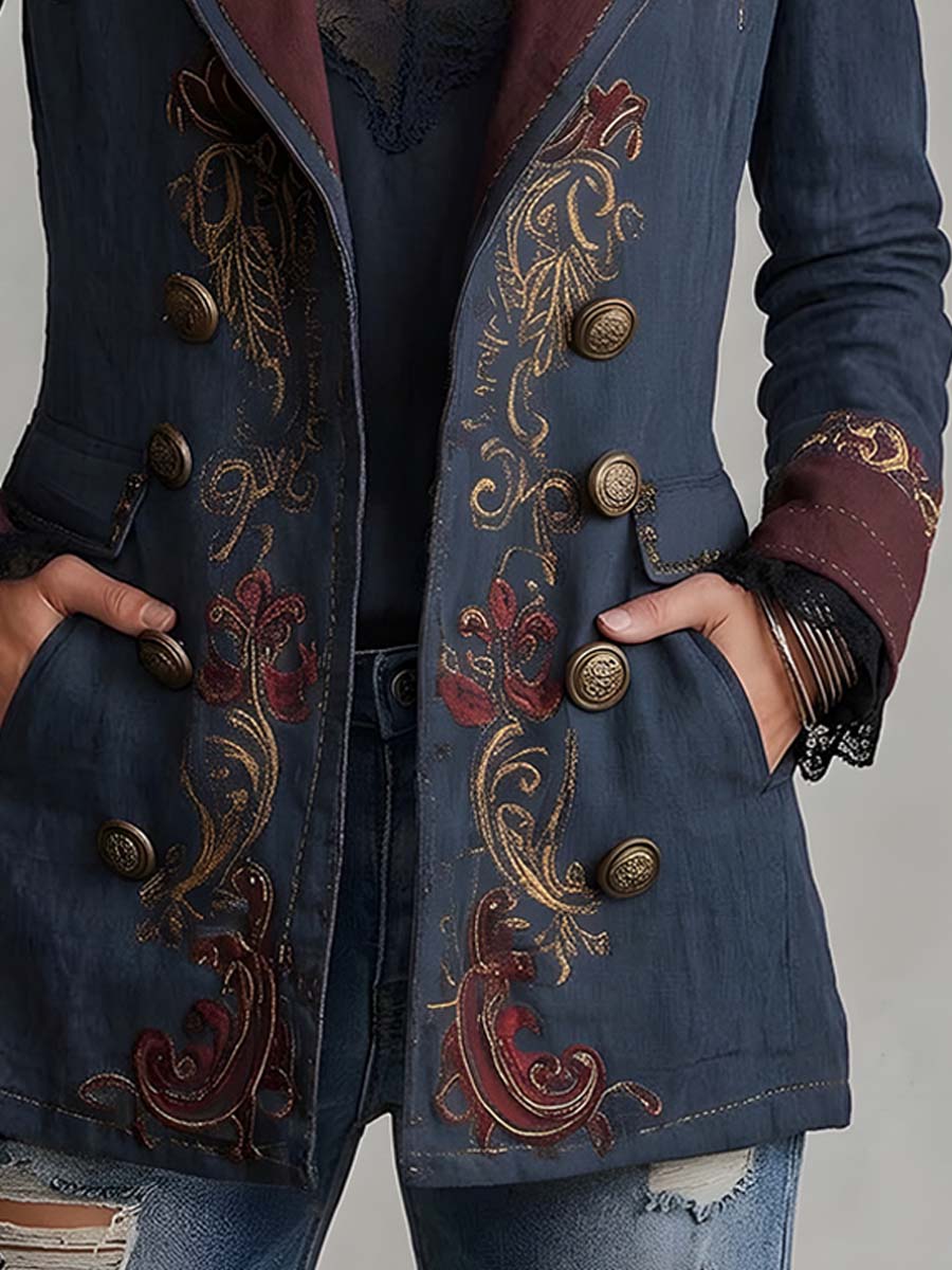 Vintage-style Paisley Embroidered Cotton-linen Jacket