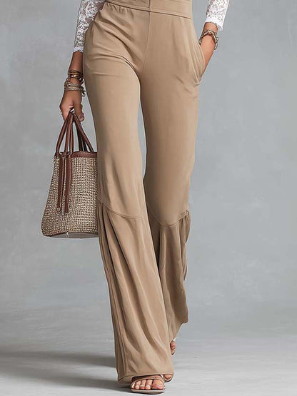Retro Stretch Knit Faux Two-piece Pocket Detail Utility Khaki Jumpsuit