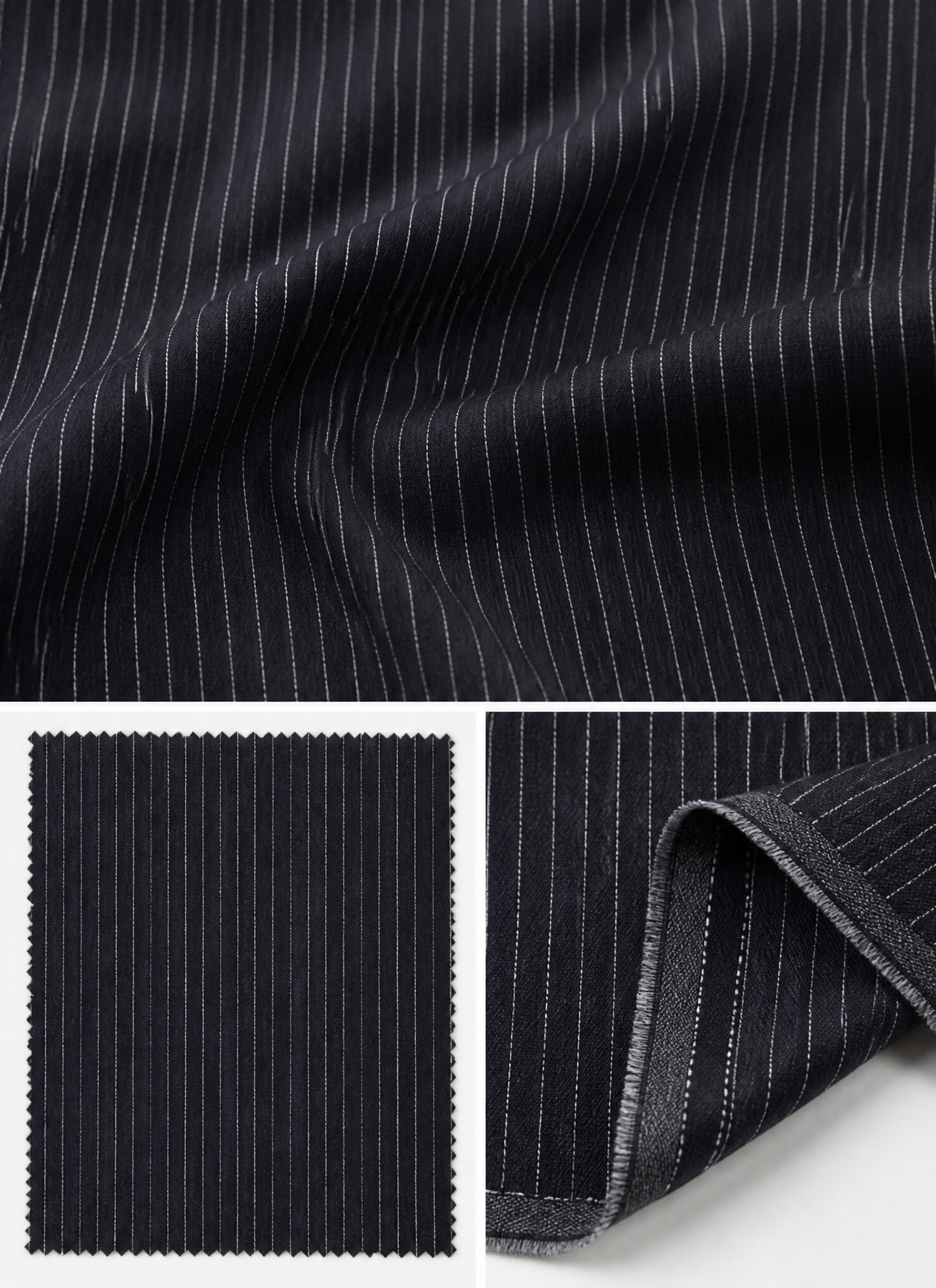 Vintage Denim Pinstripe Double-Breasted Blazer Jacket