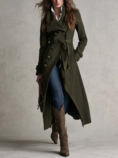 Vintage Double-breasted Wool-blend Trench Coat