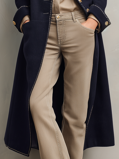 Classic Navy Military Button Long Coat