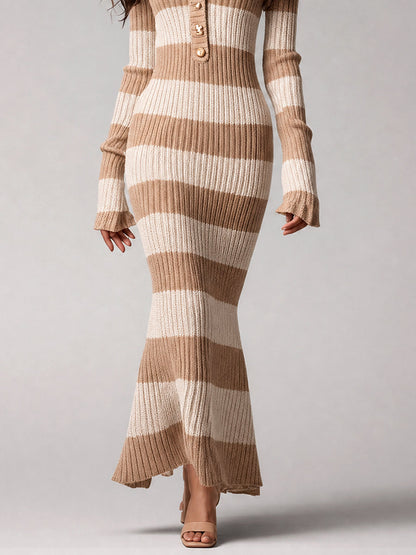 Sienna Boheme Striped Ribbed Knit Maxi Dress