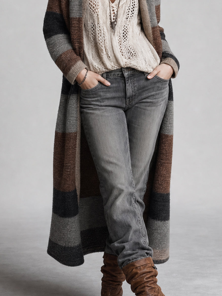 Desert Nomad Striped Duster Cardigan