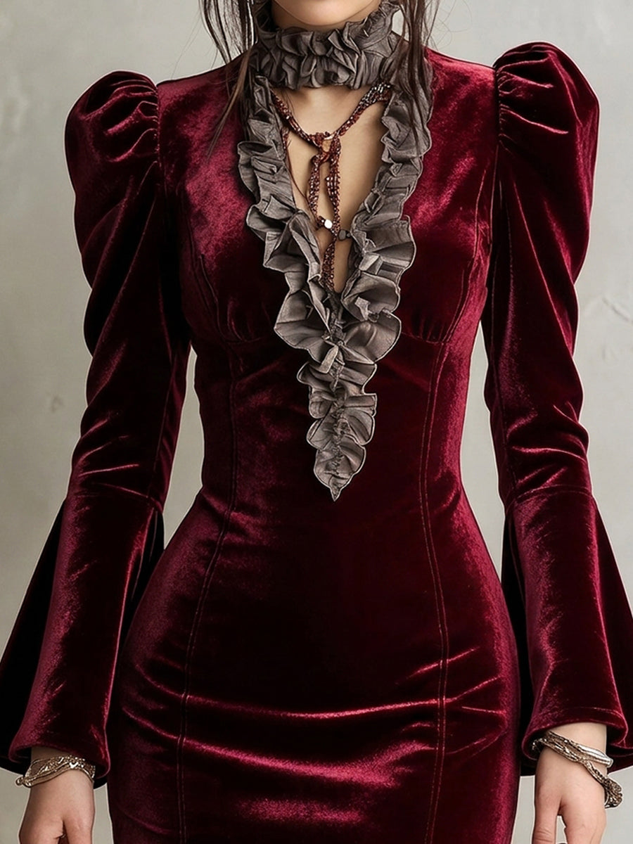 Bordeaux Nomad Velvet Dress