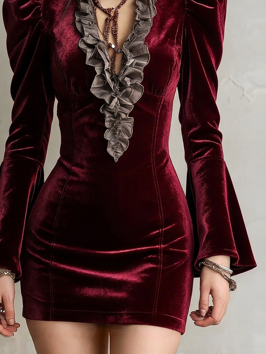 Bordeaux Nomad Velvet Dress