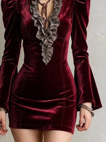 Bordeaux Nomad Velvet Dress