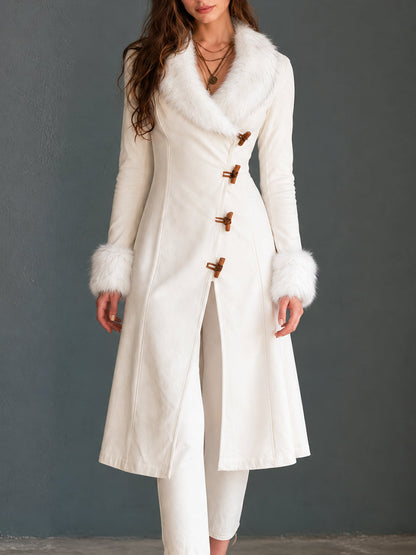 Ivory Nomad Fur-Trim Toggle Coat