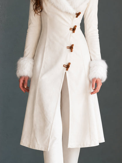 Ivory Nomad Fur-Trim Toggle Coat