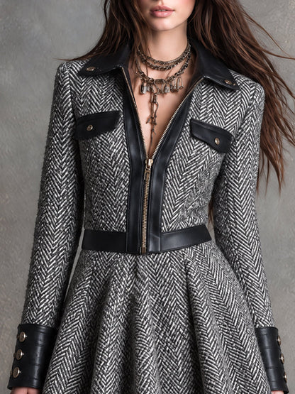 Nomad Noir Herringbone Moto Dress