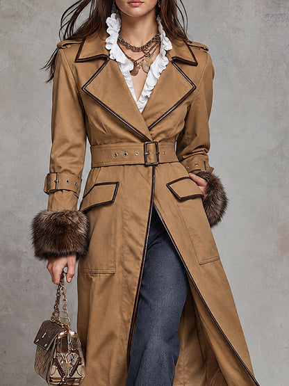 Desert Nomad Fur-Cuff Trench Coat