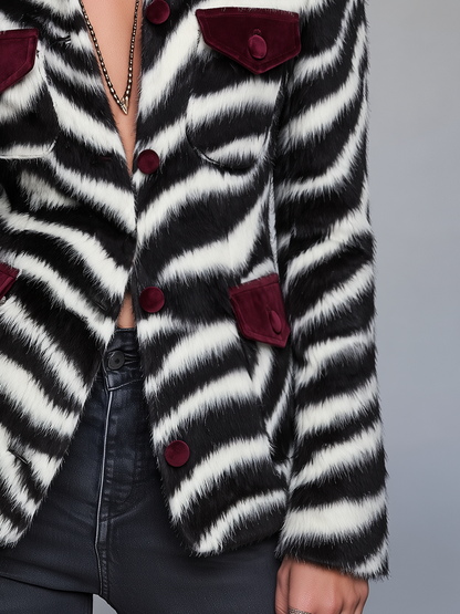 Statement Black & White Zebra Faux Fur Jacket