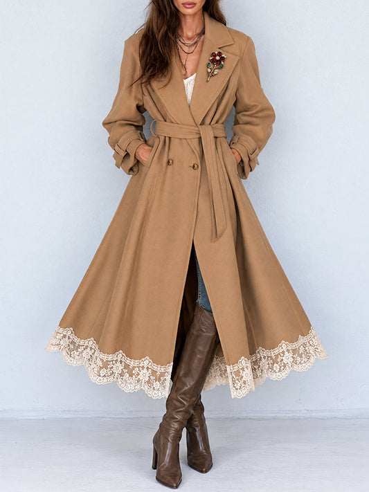 Camel Nomad Lace-Hem Trench Coat