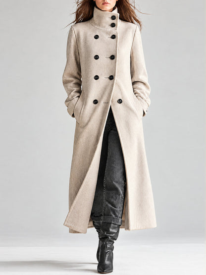 Oatmeal Grey Nomad Double-Breasted Duster Coat