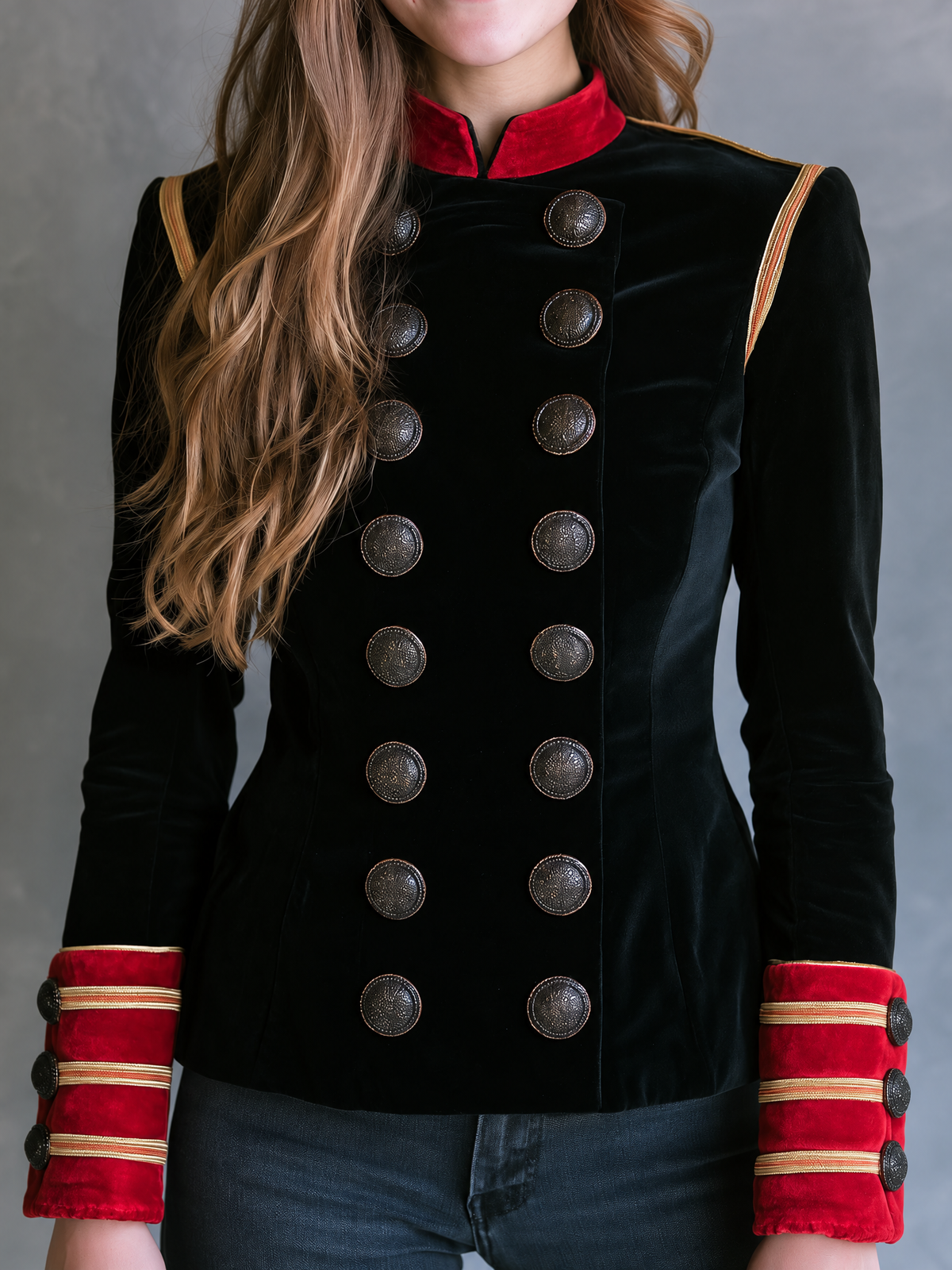 Vintage Royal Double Breasted Velvet Band Jacket