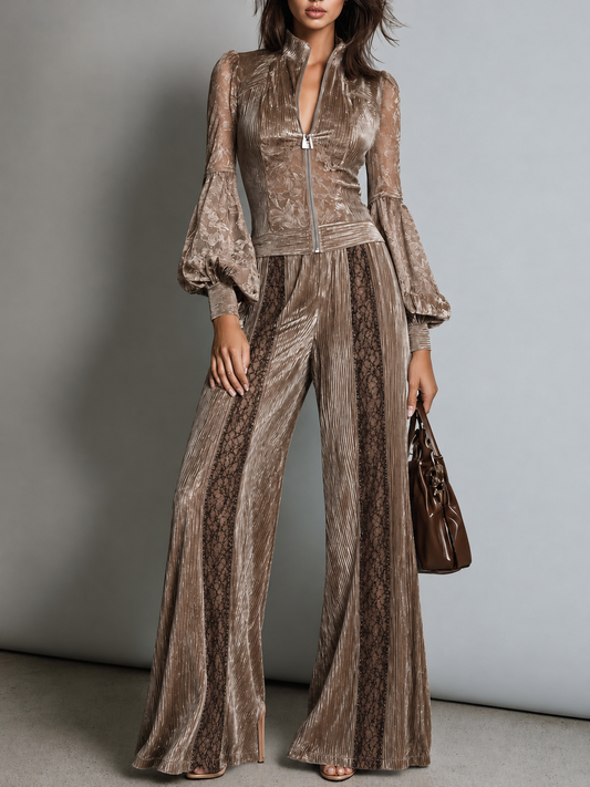 Panel Taupe Textured Two-Piece Set