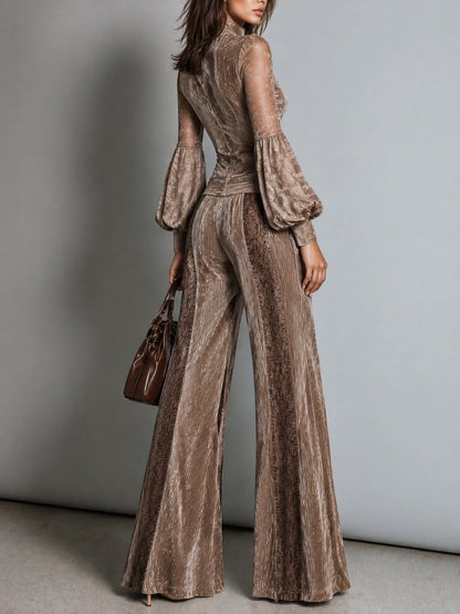 Panel Taupe Textured Two-Piece Set