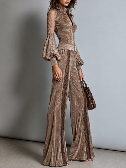 Panel Taupe Textured Two-Piece Set