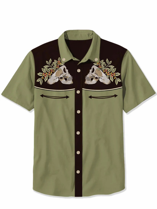 Skull And Flower - 100% Cotton Shirt
